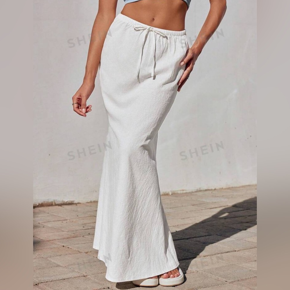 White linen mermaid skirt